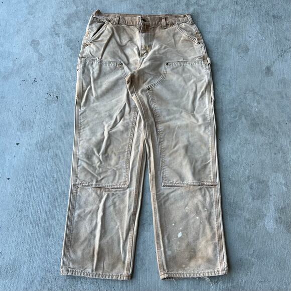 Vintage Y2K Carhartt faded brown double knee work wear carpenter pants